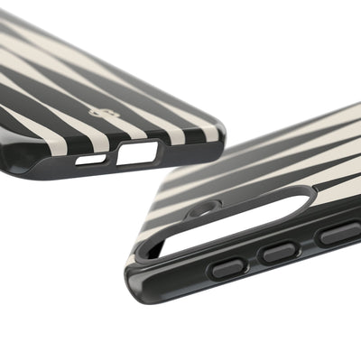 Black Tough Phone Case for Samsung - Ivory Spindle Grid