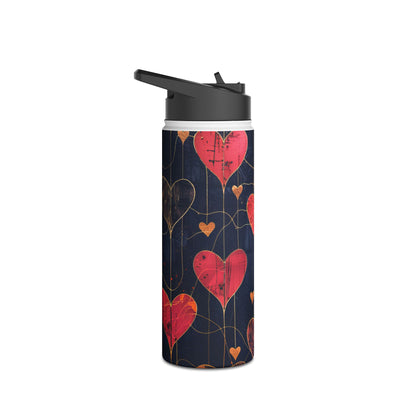 Textured Heart Grid - Stainless Steel Water Bottle