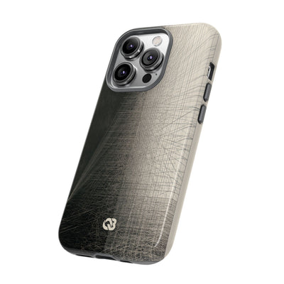 Beige Tough Phone Case for iPhone - Brutalist Graphite Grid
