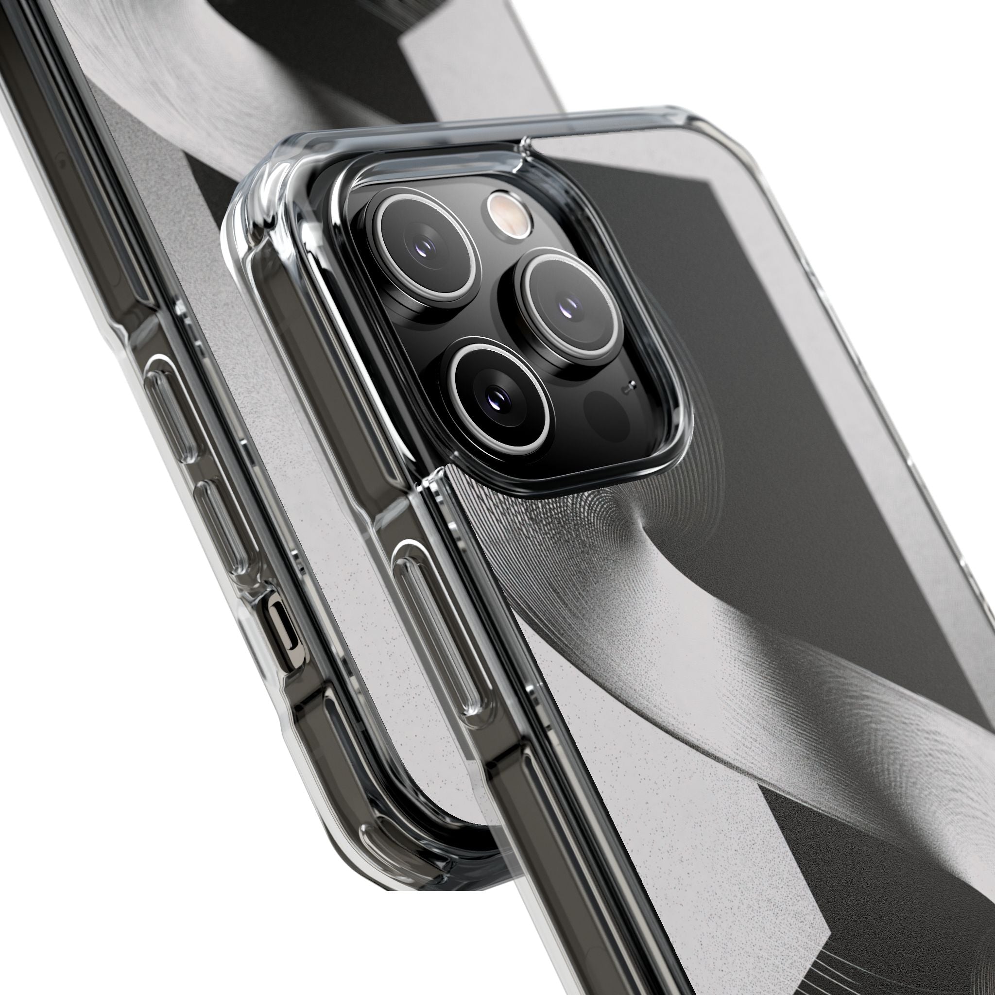 Grey Impact MagSafe Phone Case for iPhone - Obsidian Moiré Wave