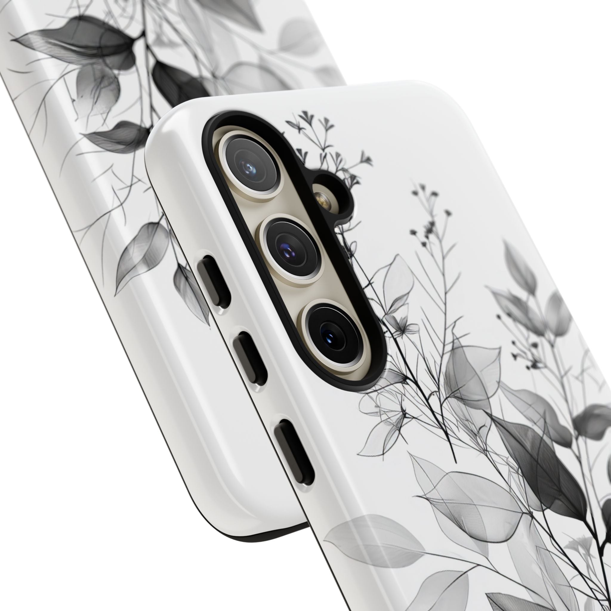 Veined Leaves Gray Samsung S24 Plus Case - Tough