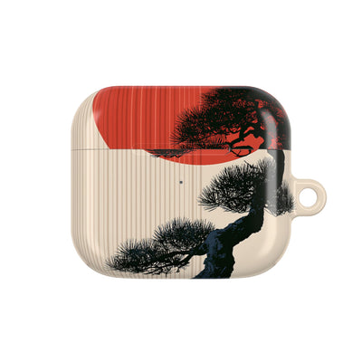 Crimson Sun Bonsai · Hard Case for AirPods & AirPods Pro · Beige