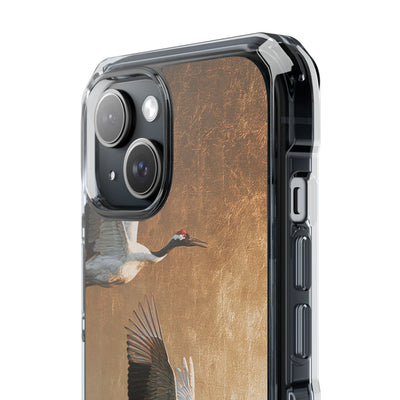 Golden Crane Flight · Clear Impact Magnetic Phone Case for iPhone · Gold