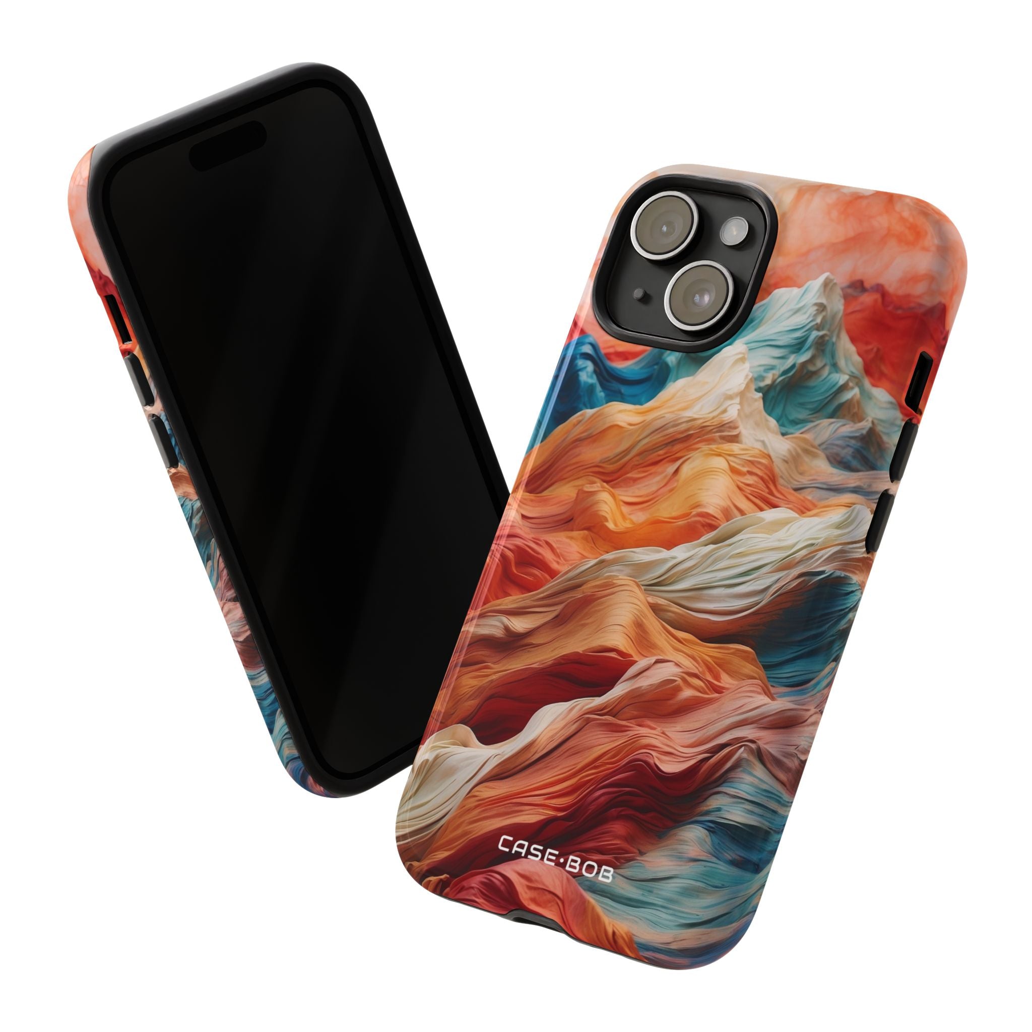 Fabric Peaks Cream iPhone 15 Case - Tough
