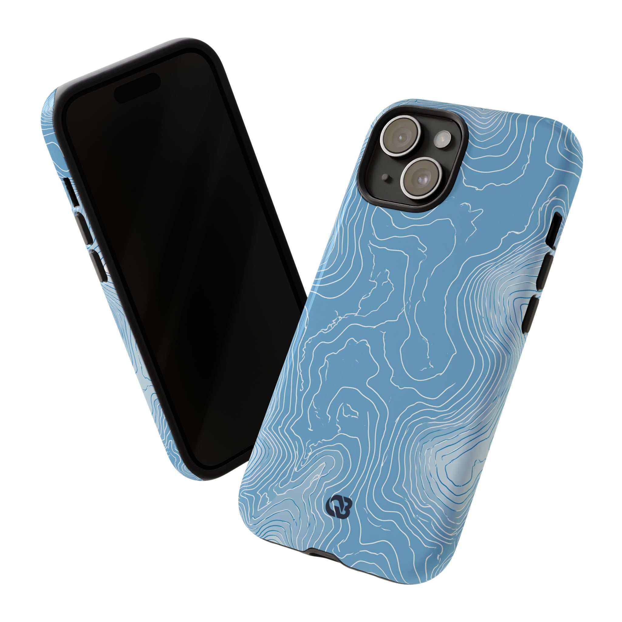 Blue Tough Phone Case for iPhone - Glacial Ridge Topo