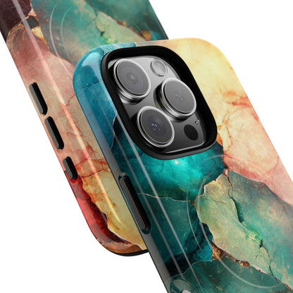 Teal Mosaic Veins iPhone 16 Pro Case - Tough+