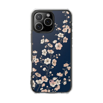 Blue Impact MagSafe Phone Case for iPhone - Midnight Peach Sakura