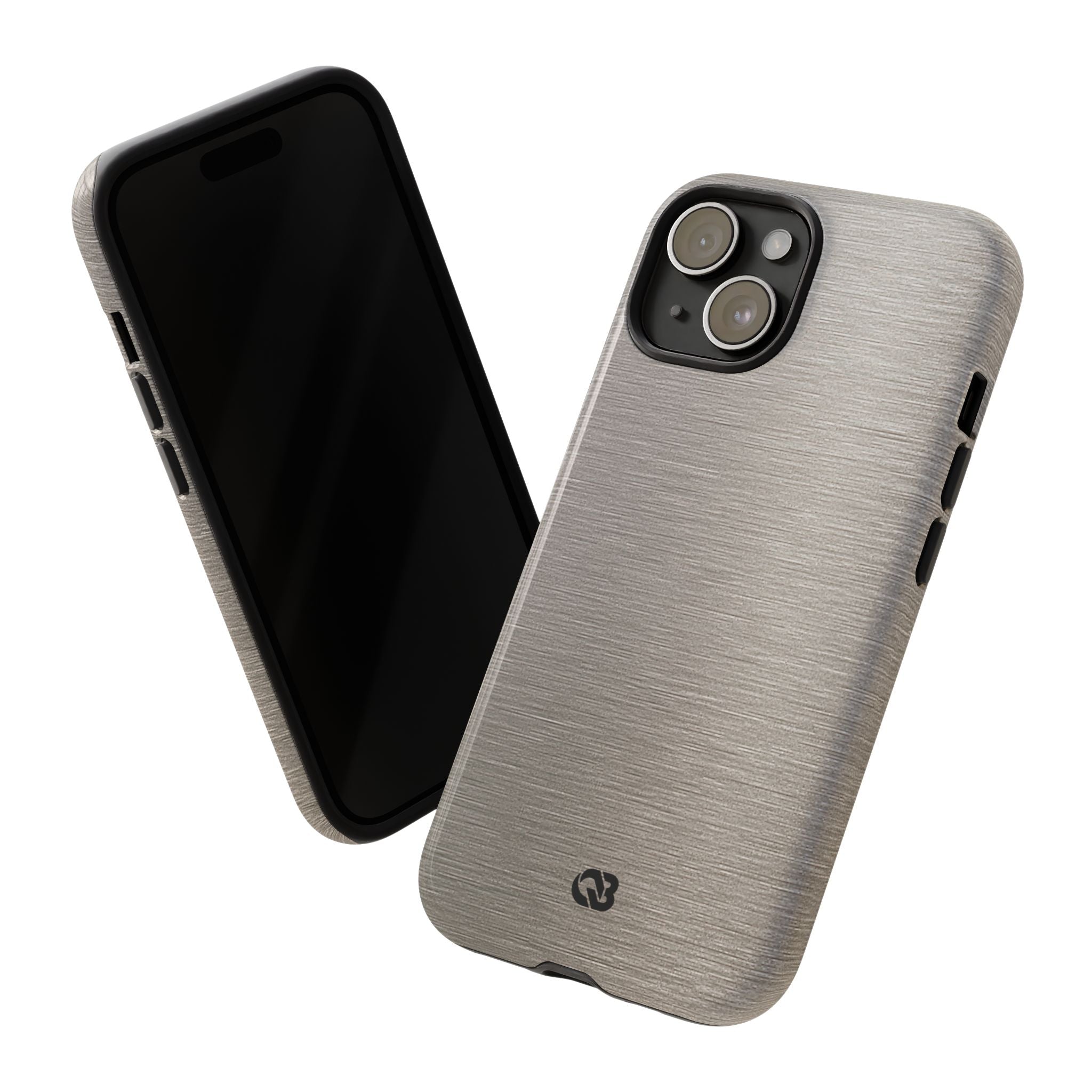 Grey Tough Phone Case for iPhone - Brushed Nickel Linen