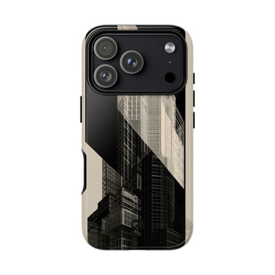 Beige Tough Phone Case for iPhone - Monolith Urban Grid