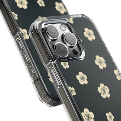 Teal Impact MagSafe Phone Case for iPhone - Obsidian Cream Petals
