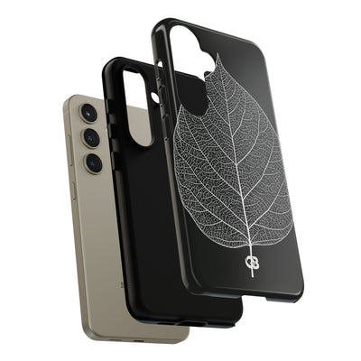 Black Tough Phone Case for Samsung - Bleached Leaf Lattice