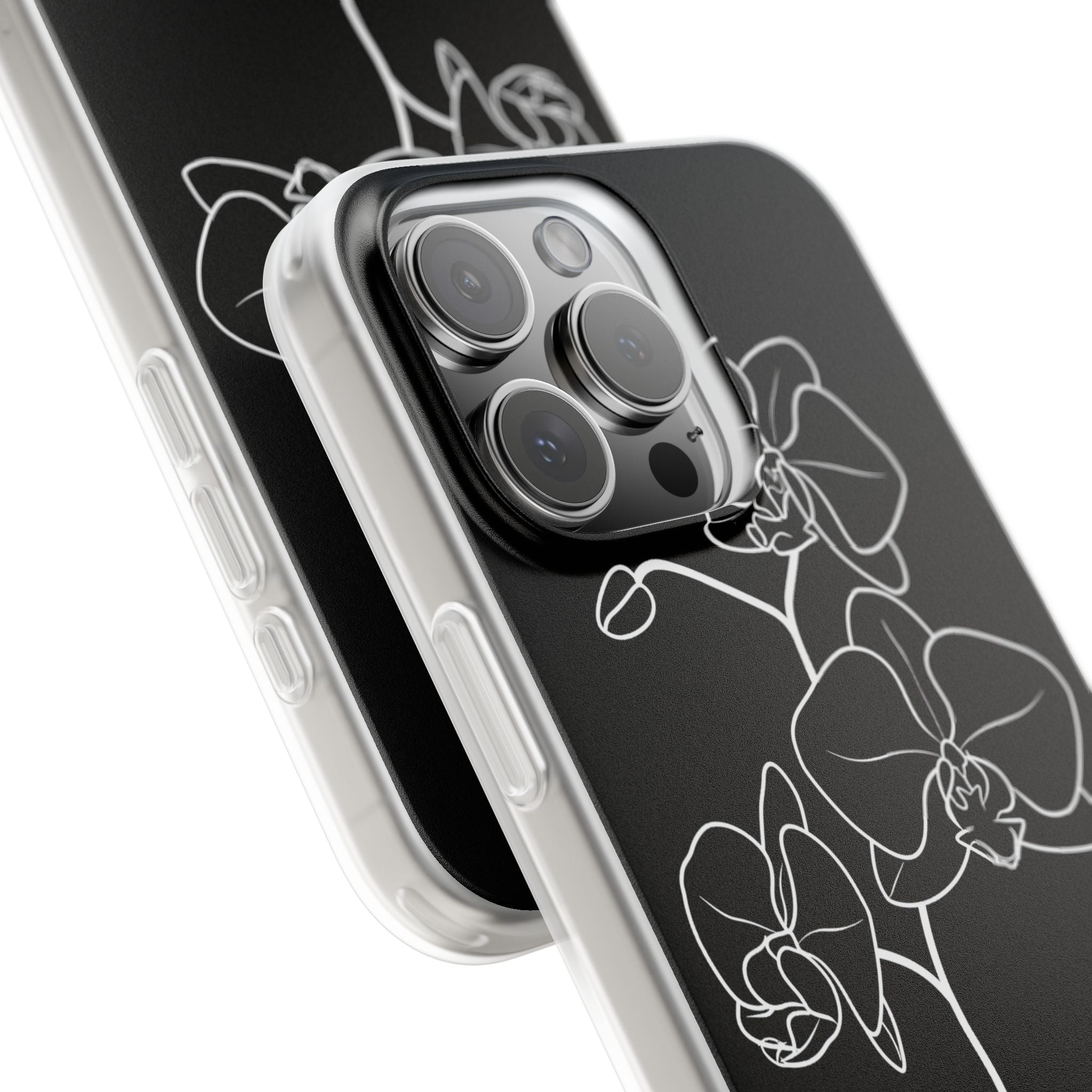 Black Lite Phone Case for iPhone - Noir Alabaster Orchid