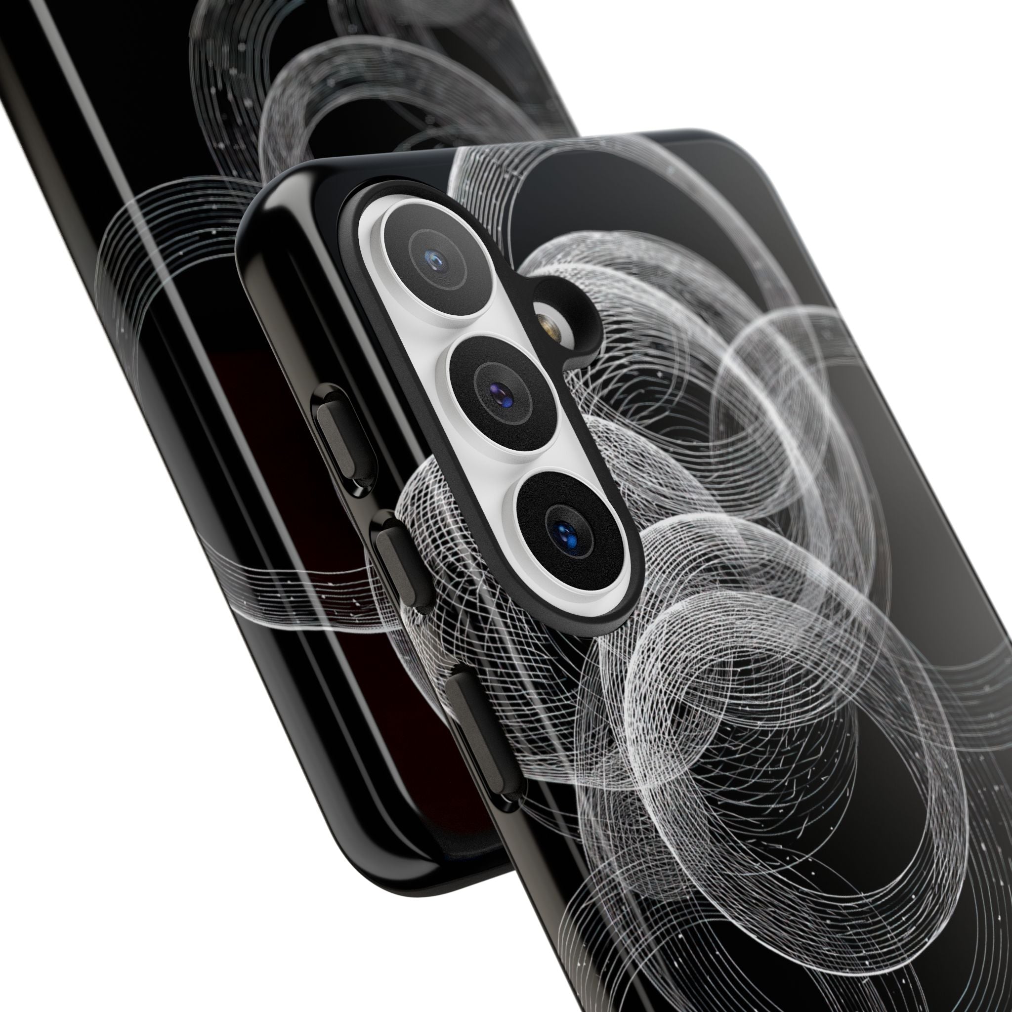Black Tough Phone Case for Samsung - Kinetic Wireframe Orbit