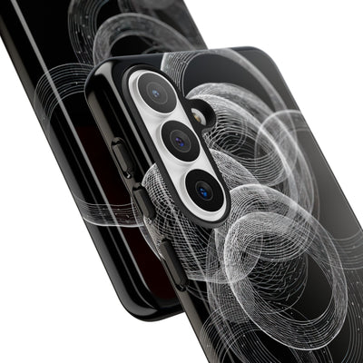 Black Tough Phone Case for Samsung - Kinetic Wireframe Orbit