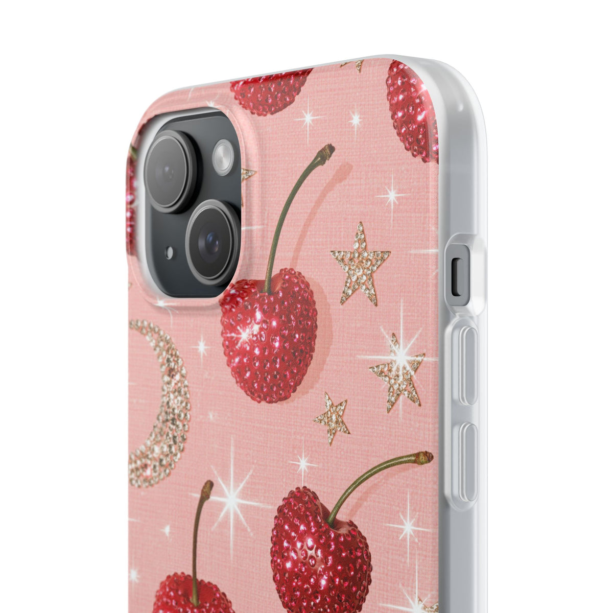 Bedazzled Ruby Cherries · Lite Phone Case for iPhone ·  Pink