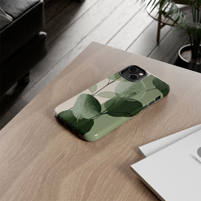 Green Tough Phone Case for iPhone - Sage Leaf Skeletals
