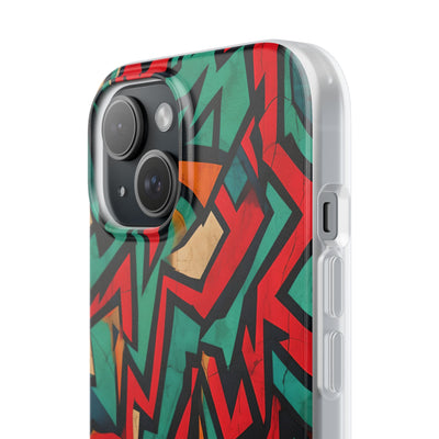 Jagged Teal Static · Soft Phone Case for iPhone