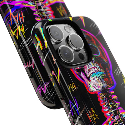 Neon Glitch Skeleton · Tough Handyhülle für iPhone