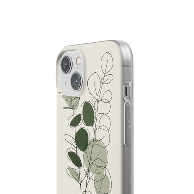Green Lite Phone Case for iPhone - Muted Eucalyptus Sketch