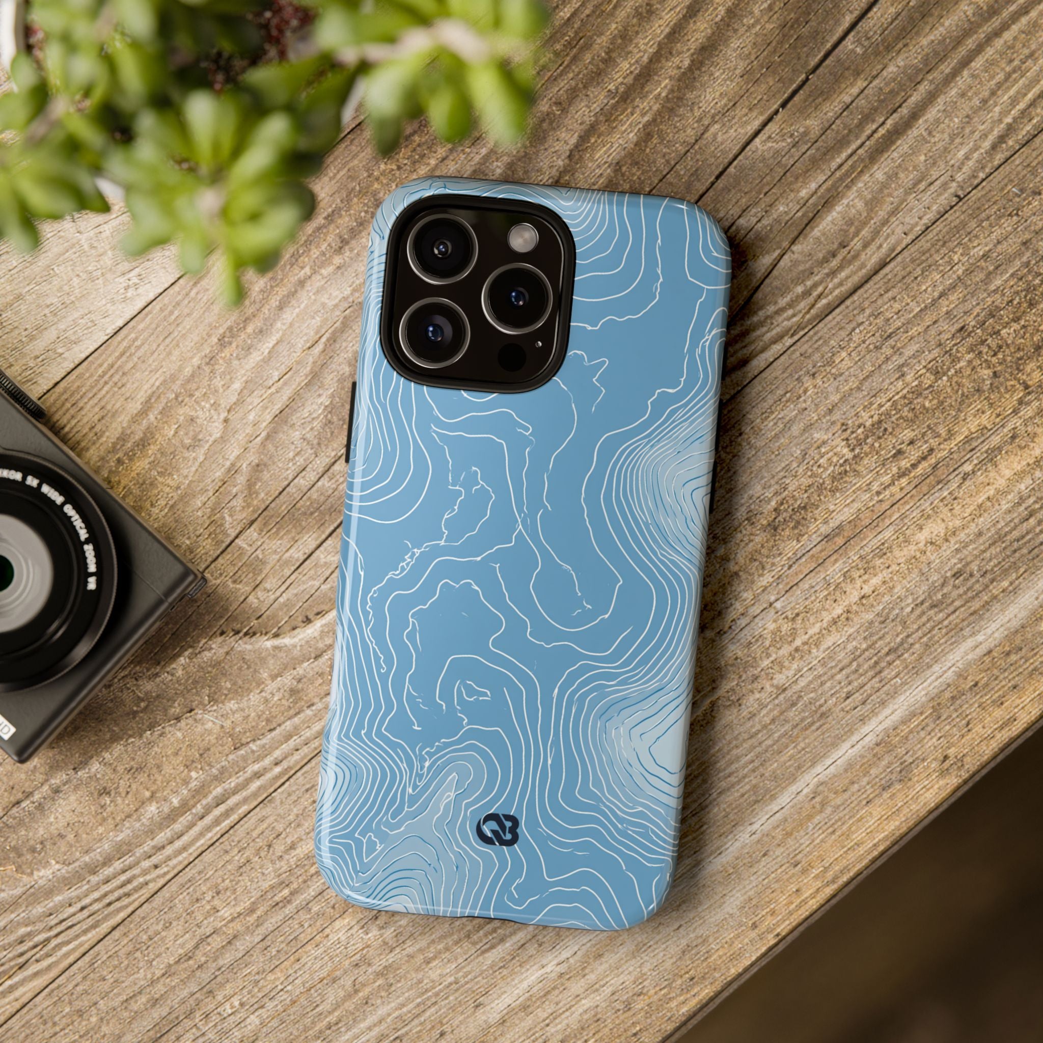 Blue Tough Phone Case for iPhone - Glacial Ridge Topo