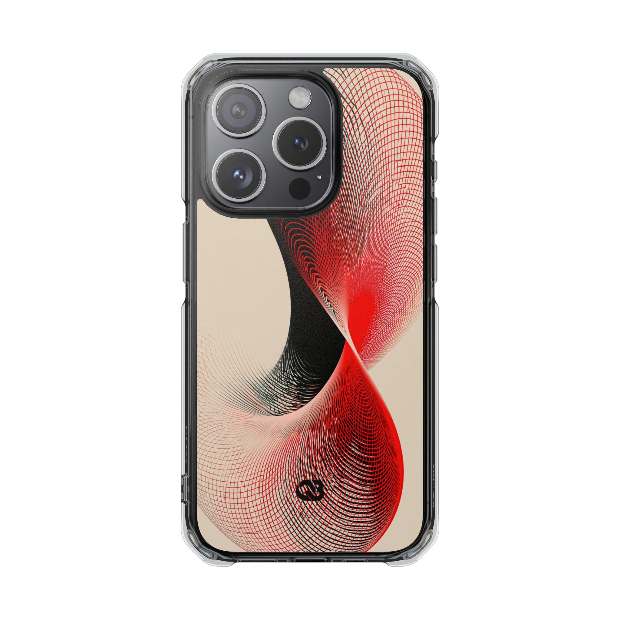 Red Impact MagSafe Phone Case for iPhone - Crimson Grid Vortex