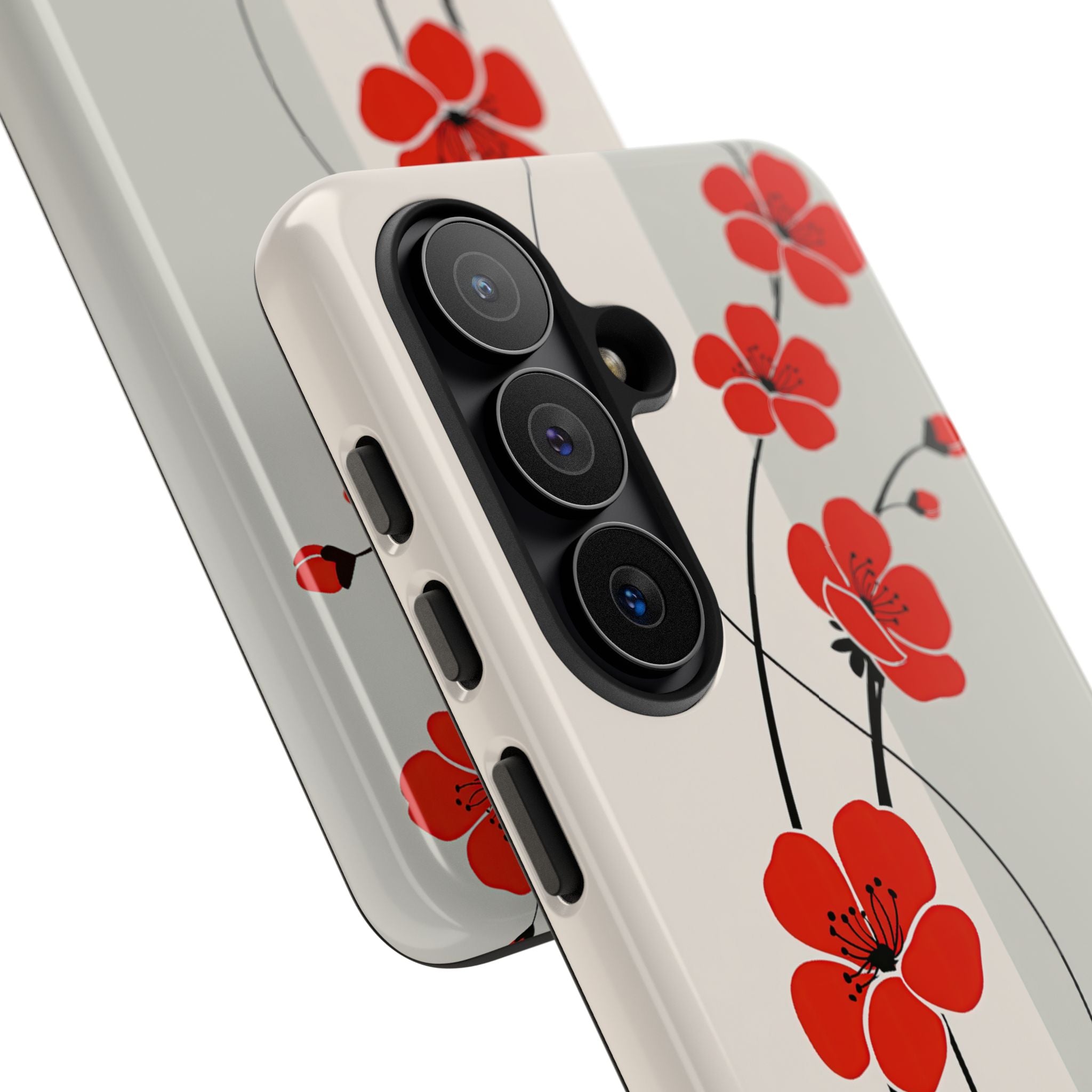 Beige Tough Phone Case for Samsung - Scarlet Ink Petals