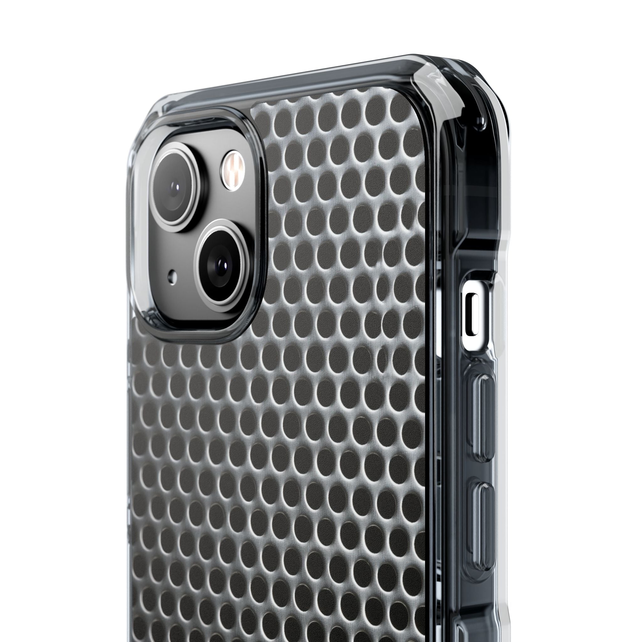 Silver Impact MagSafe Phone Case for iPhone - Brutalist Steel Mesh