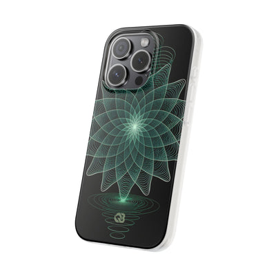 Green Lite Phone Case for iPhone - Cyan Signal Bloom