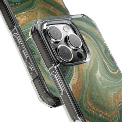 Jade Suminagashi · Clear Impact Magnetic Phone Case for iPhone · Green