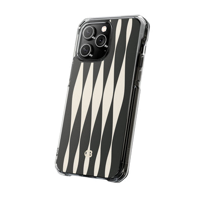 Black Impact MagSafe Phone Case for iPhone - Ivory Spindle Grid