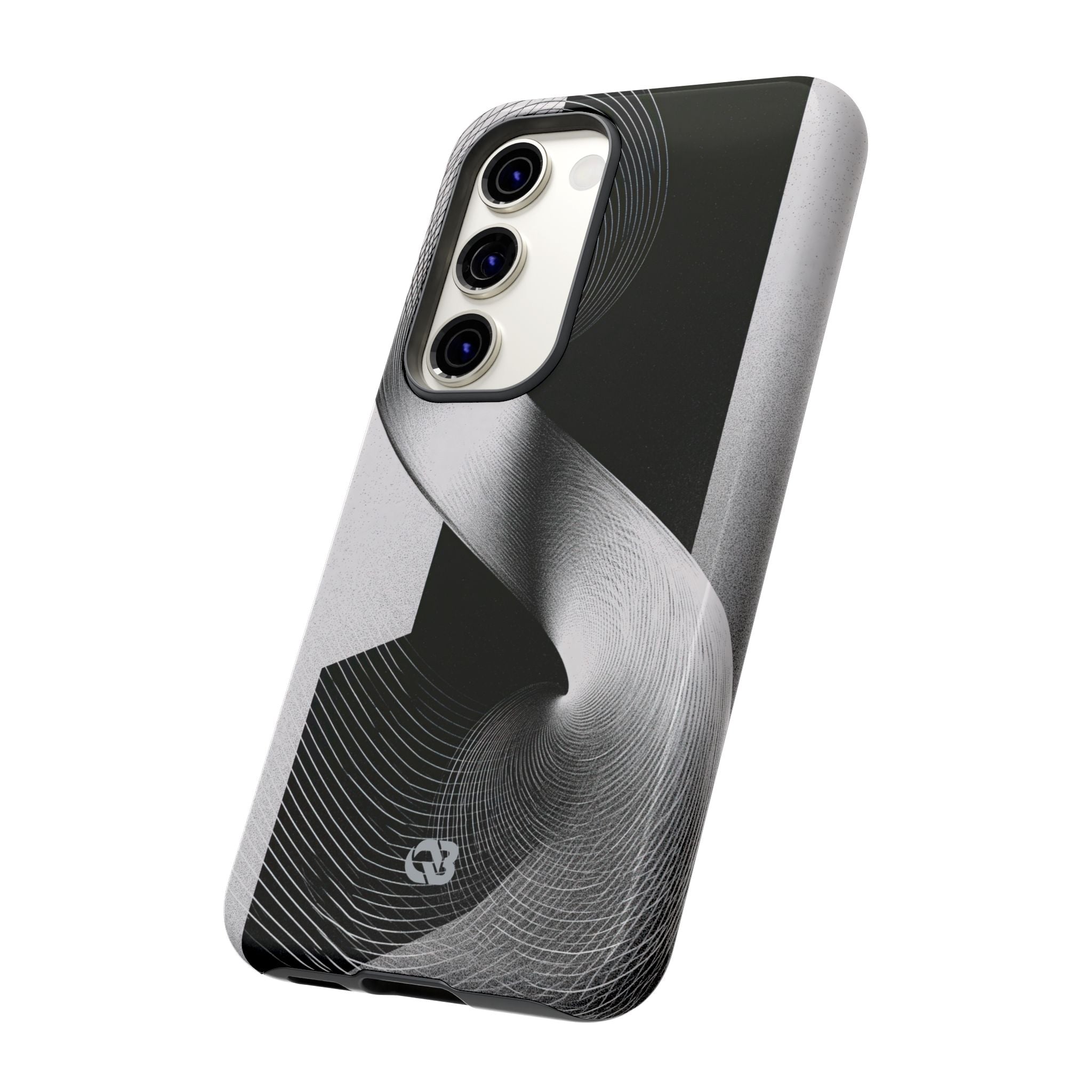 Grey Tough Phone Case for Samsung - Obsidian Moiré Wave