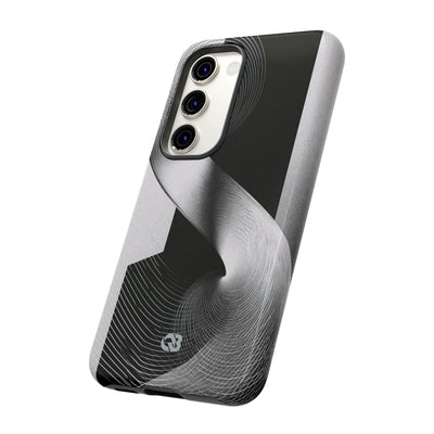 Grey Tough Phone Case for Samsung - Obsidian Moiré Wave