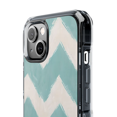 Teal Painted Chevron · Impact Coque de téléphone pour iPhone · Magsafe