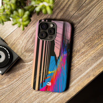 Blue Tough Phone Case for iPhone - Fractured Data Skyline