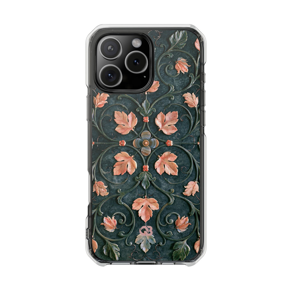Florentine Rose Arabesque · Clear Impact Magnetic Phone Case for iPhone · Green