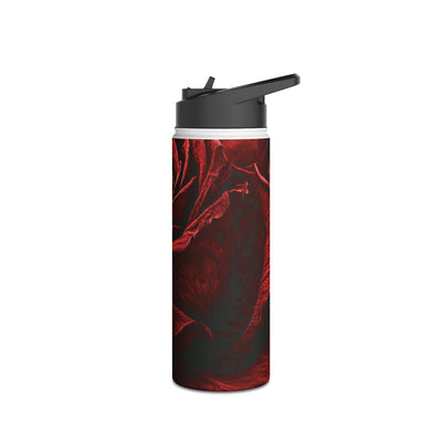 Crimson Noir Rose · Insulated Water Bottle · Black
