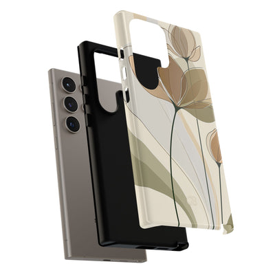 Beige Tough Phone Case for Samsung - Muted Ochre Petals