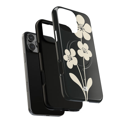 Black Tough 2.0 Magsafe Phone Case for iPhone - Obsidian Cream Bloom