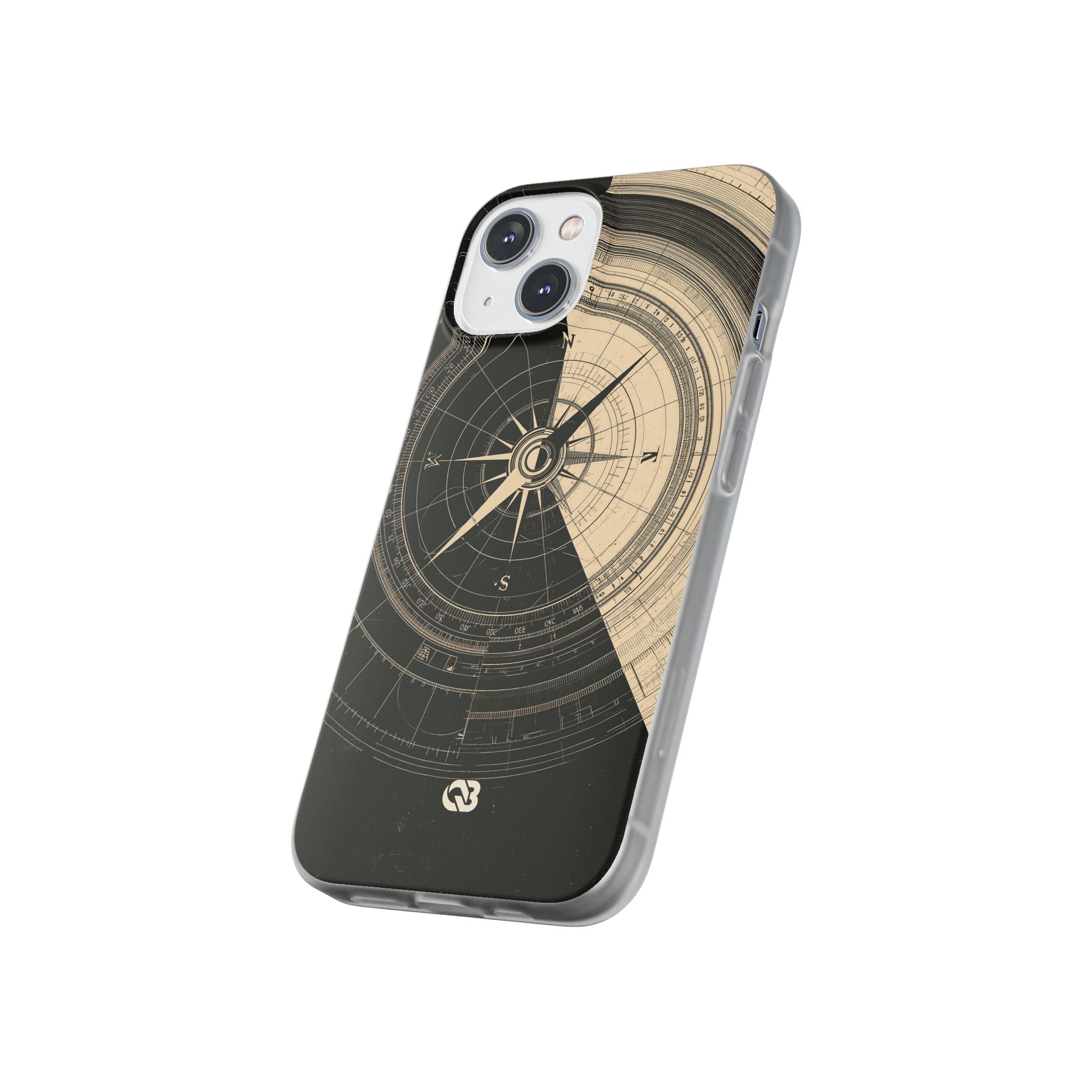 Beige Lite Phone Case for iPhone - Obsidian Nautical Blueprint