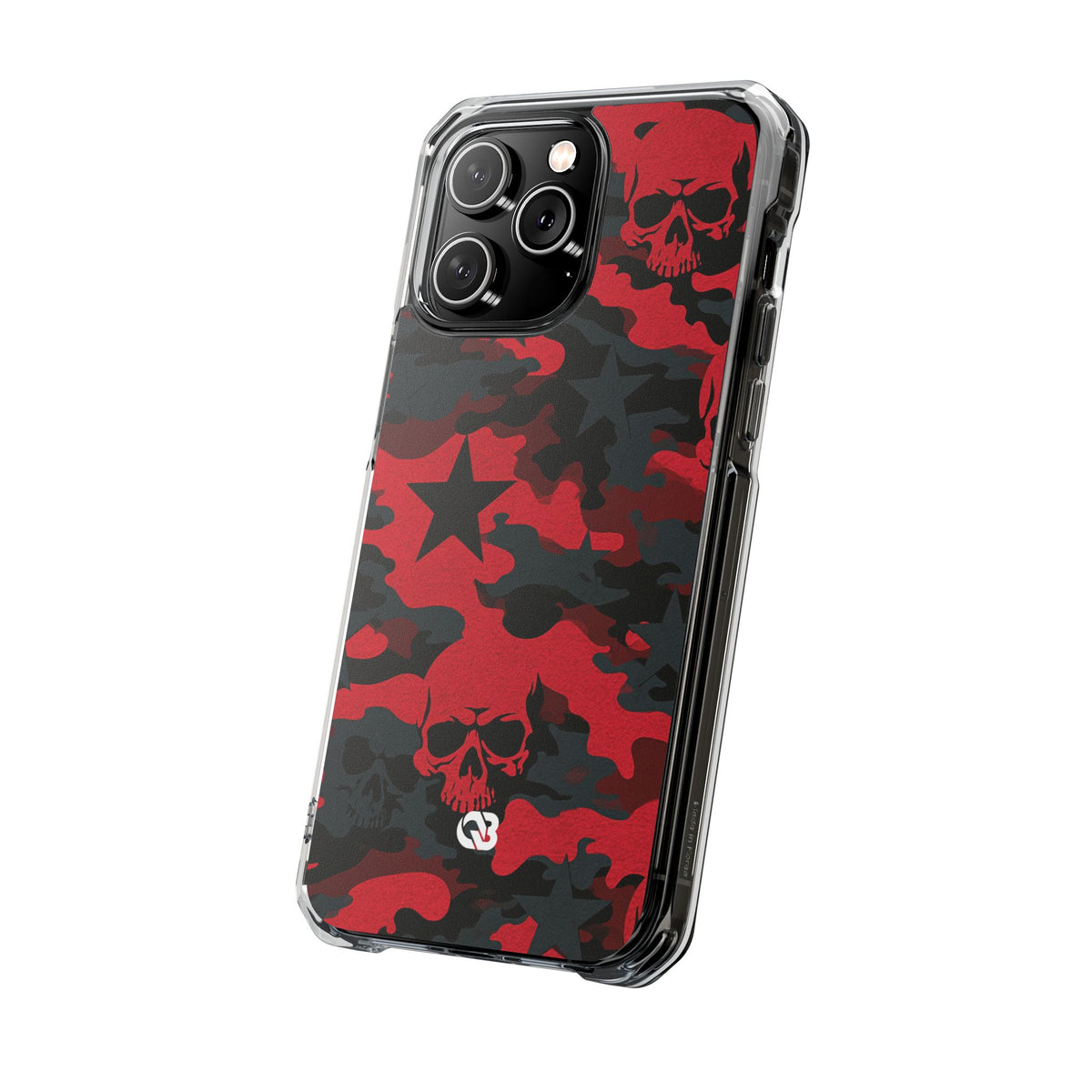 Crimson Skull Camo · Clear Impact Magnetic Phone Case for iPhone · Red