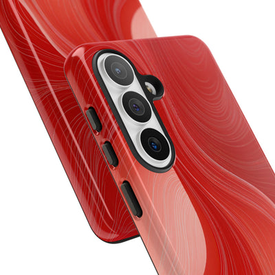 Red Tough Phone Case for Samsung - Crimson Silk Strands