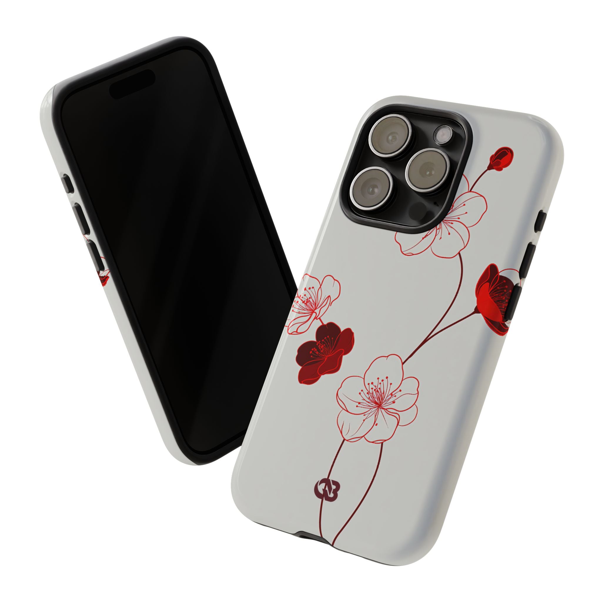 Red Tough Phone Case for iPhone - Kyoto Ember Bloom