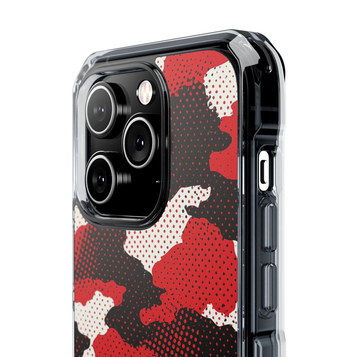Crimson Halftone Camo · Clear Impact Magnetic Phone Case for iPhone · Red