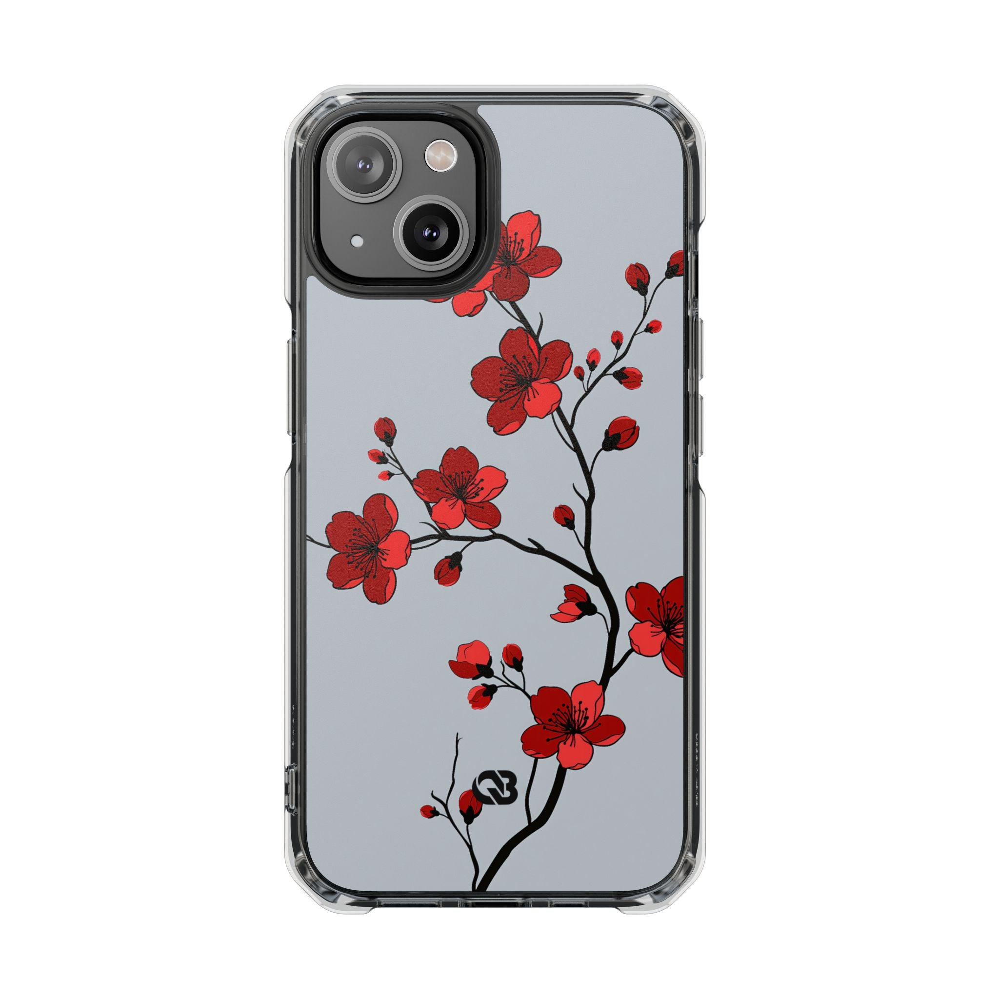 Grey Impact MagSafe Phone Case for iPhone - Crimson Blossom Onyx