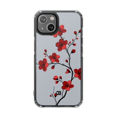 Grey Impact MagSafe Phone Case for iPhone - Crimson Blossom Onyx