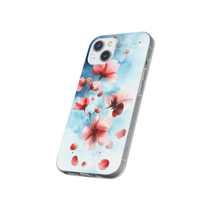 Pink Blossom Drift iPhone 14 Skal - Mjuk