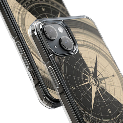 Beige Impact MagSafe Phone Case for iPhone - Obsidian Nautical Blueprint