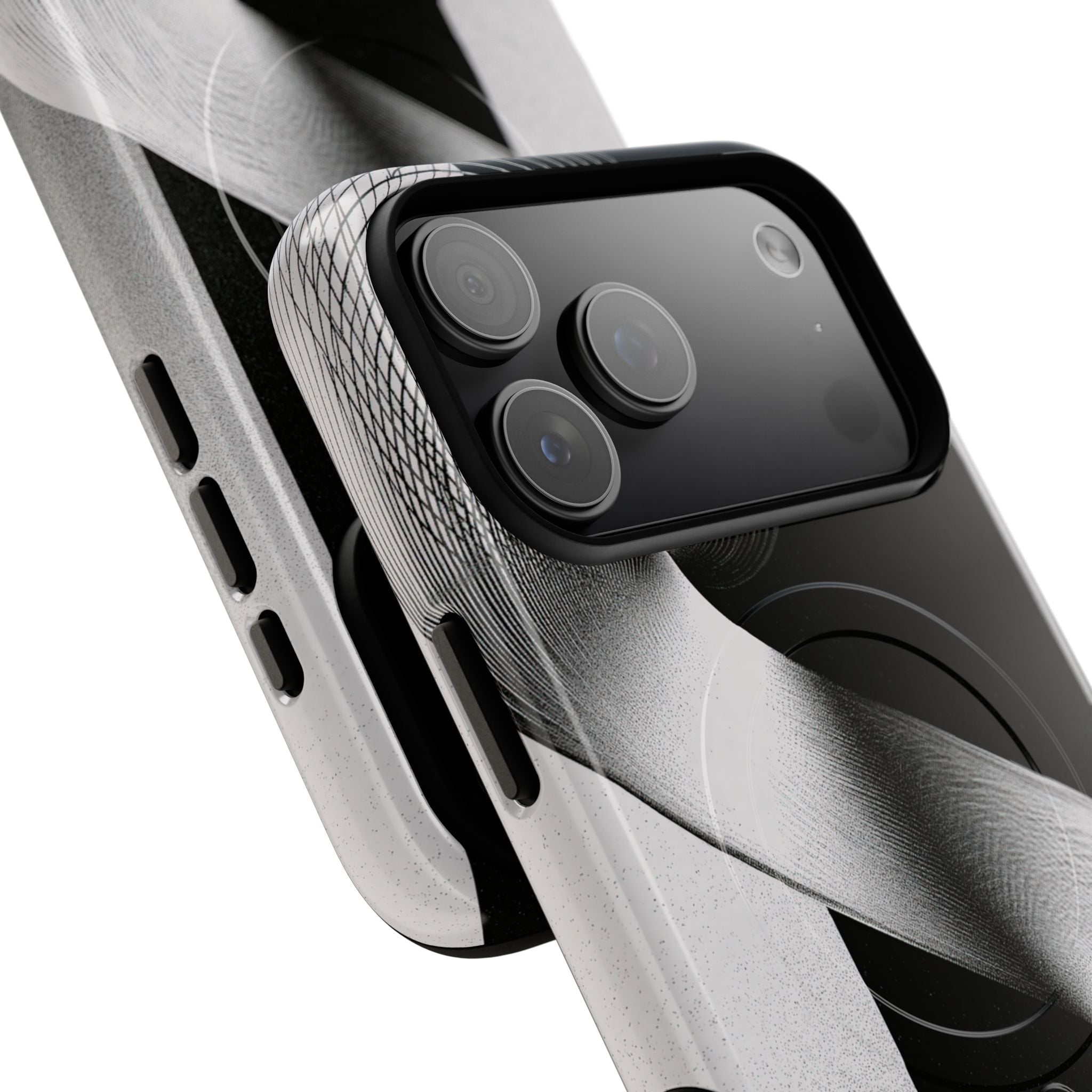 Grey Tough 2.0 Magsafe Phone Case for iPhone - Obsidian Moiré Wave