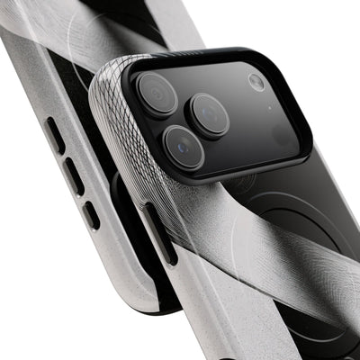 Grey Tough 2.0 Magsafe Phone Case for iPhone - Obsidian Moiré Wave