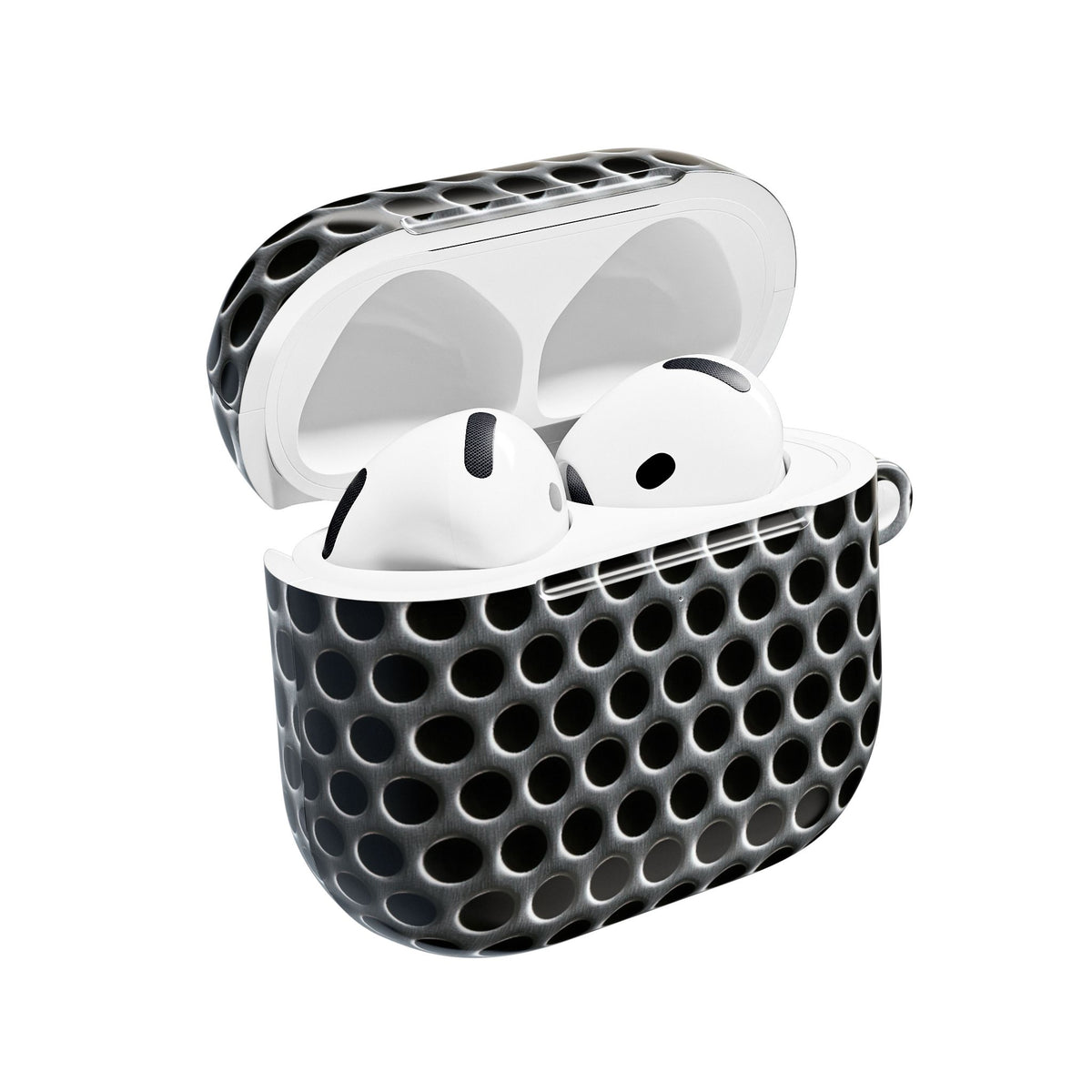 Brushed Perforated Steel · Hard Case for AirPods & AirPods Pro · Silver